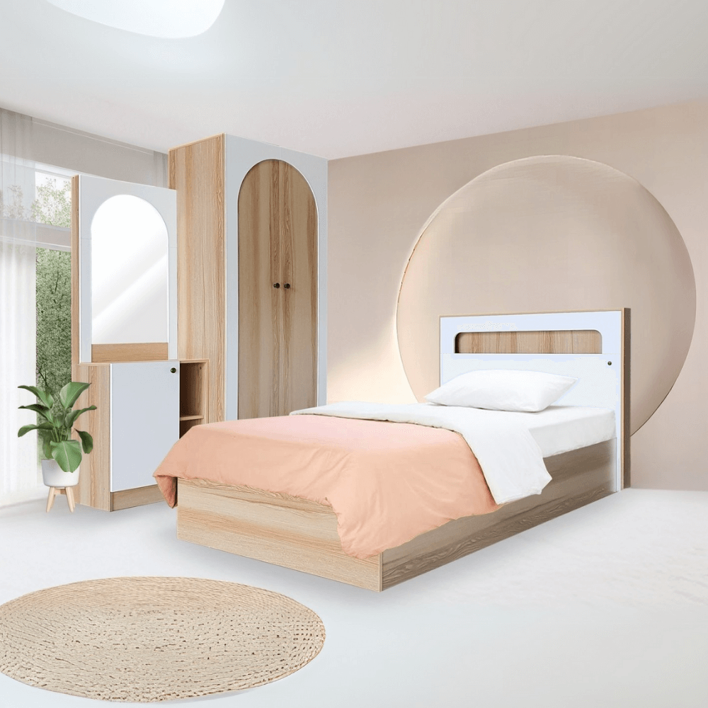 ชุดห้องนอน + ที่นอน PVC 3.5 ฟุต WISDOM DESIGN FURNITURE รุ่น ARISTA 1 สี แอช/ขาว_1